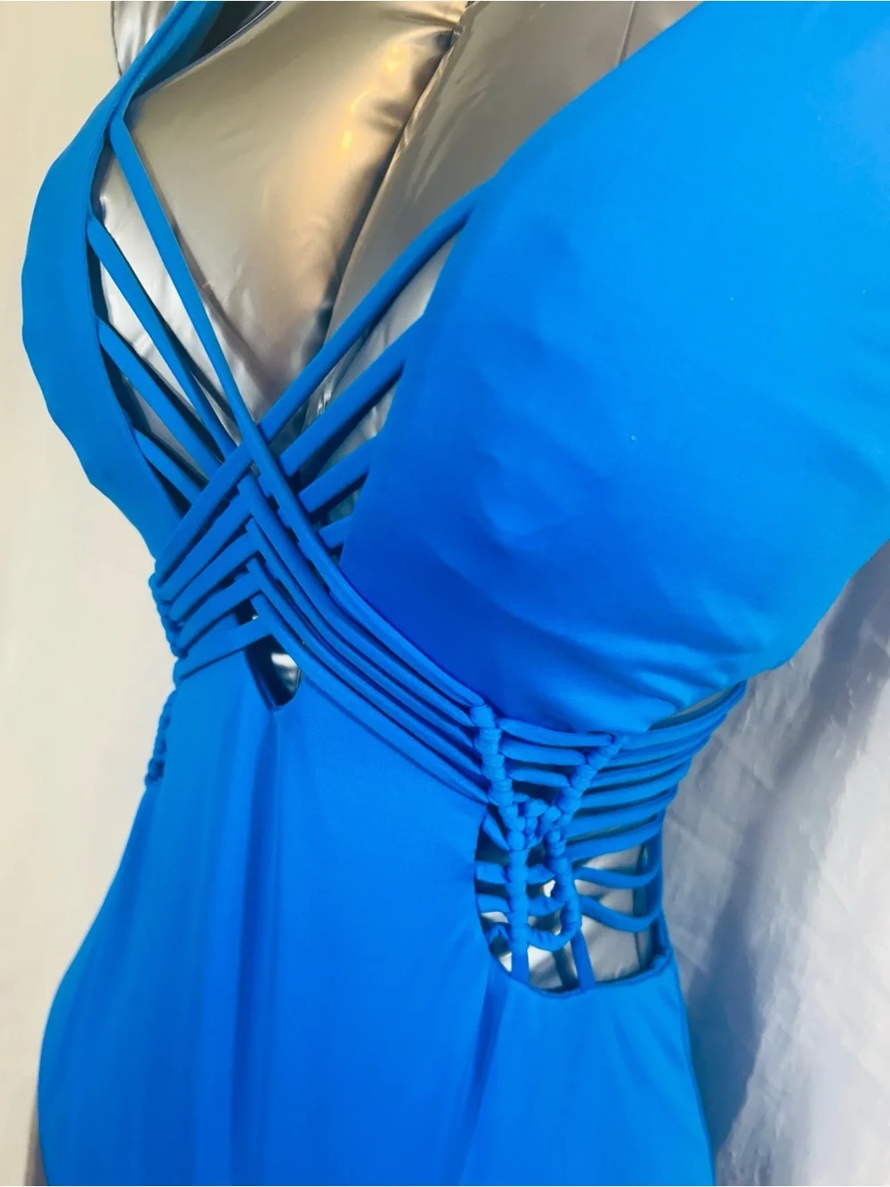 Michael Kors Cobalt Strappy Deep-V One-Piece Swimsuit
